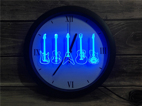 Guitars LED Wall Clock - Multicolor - TheLedHeroes