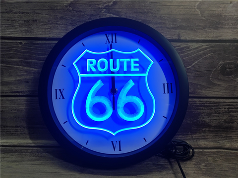 Route 66 LED Wall Clock - Multicolor - TheLedHeroes