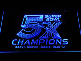 New England Patriots 5X Superbowl Champions LED Sign - Blue - TheLedHeroes