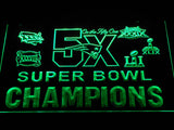 New England Patriots 5X Superbowl Champions (2) LED Neon Sign USB - Green - TheLedHeroes