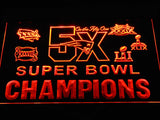 New England Patriots 5X Superbowl Champions (2) LED Sign - Orange - TheLedHeroes