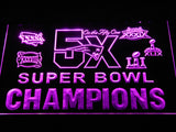 New England Patriots 5X Superbowl Champions (2) LED Neon Sign USB - Purple - TheLedHeroes