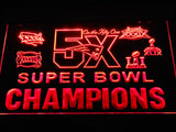 New England Patriots 5X Superbowl Champions (2) LED Sign - Red - TheLedHeroes