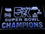 New England Patriots 5X Superbowl Champions (2) LED Neon Sign Electrical - White - TheLedHeroes