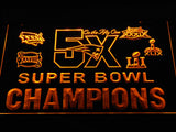 New England Patriots 5X Superbowl Champions (2) LED Neon Sign USB - Yellow - TheLedHeroes