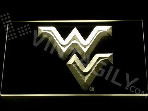 West Virginia Mountaineers 2 LED Neon Sign USB - Yellow - TheLedHeroes