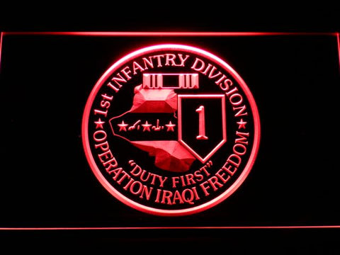 1st Infantry Division Operation Iraqi LED Neon Sign Electrical - Red - TheLedHeroes