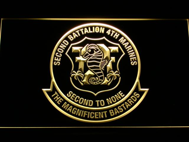 2nd Battalion 4th Marines LED Neon Sign USB - Yellow - TheLedHeroes