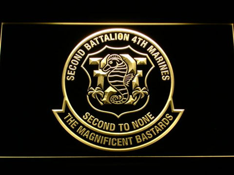 2nd Battalion 4th Marines LED Neon Sign USB - Yellow - TheLedHeroes