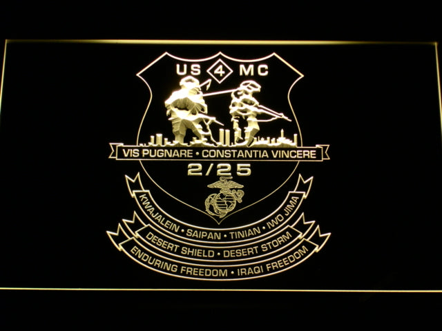 FREE 2nd Battalion 25th Marines LED Sign - Yellow - TheLedHeroes