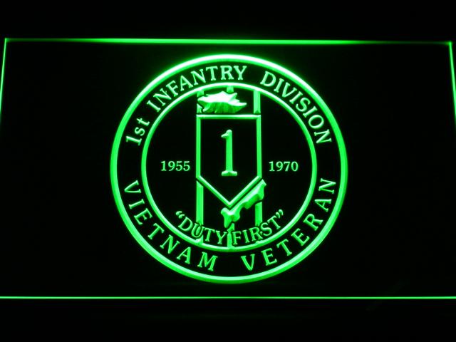 1st Infantry Division Vietnam Veteran LED Neon Sign USB - Green - TheLedHeroes