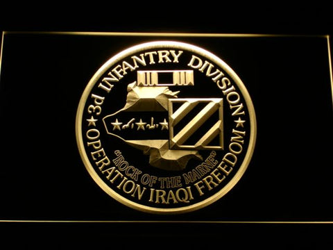 3rd Infantry Division Operation Iraqi LED Neon Sign USB - Yellow - TheLedHeroes