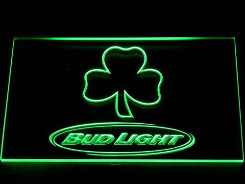 Bud Light Shamrock (2) LED Neon Sign USB - Green - TheLedHeroes