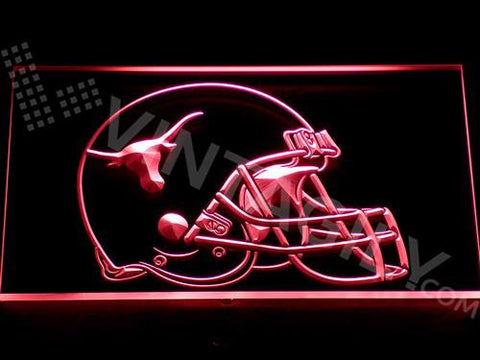 Texas Longhorns Helmet LED Neon Sign USB - Red - TheLedHeroes