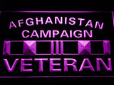 Afghanistan Campaign Veteran LED Neon Sign USB - Purple - TheLedHeroes