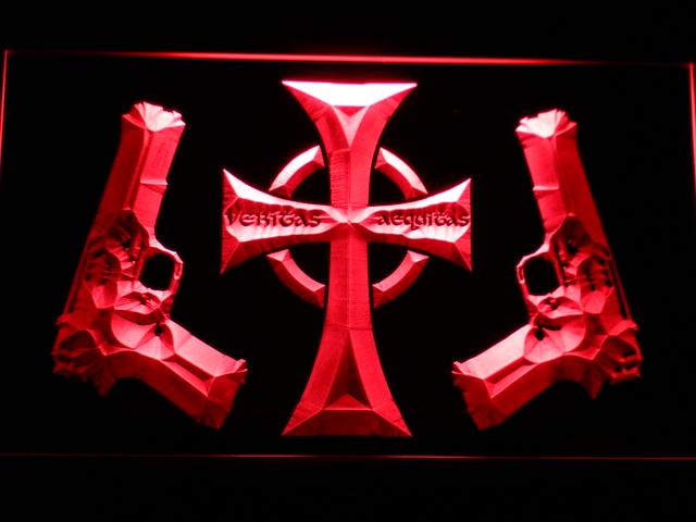 The Boondock Saints Veritas Aequitas LED Neon Sign Electrical - Red - TheLedHeroes