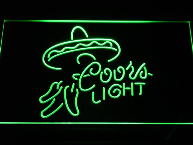 Coors Light Sombrero LED Neon Sign USB - Green - TheLedHeroes