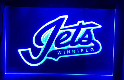 Winnipeg Jets (4) LED Neon Sign USB - Blue - TheLedHeroes