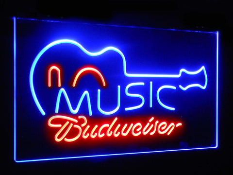 Budweiser Music Guitar Dual Color LED Sign - Normal Size (12x8.5in) - TheLedHeroes