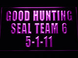 FREE Navy SEAL Team Six Good Hunting 5-1-11 LED Sign - Purple - TheLedHeroes