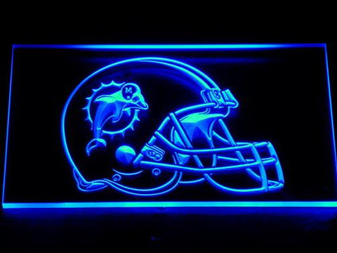 Miami Dolphins Helmet LED Neon Sign USB - Blue - TheLedHeroes
