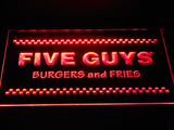 Five Guys Burger and Fries LED Neon Sign USB - Red - TheLedHeroes