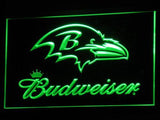Baltimore Ravens Budweiser LED Neon Sign USB - Green - TheLedHeroes