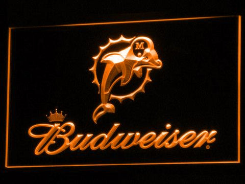 Miami Dolphins Budweiser LED Neon Sign Electrical - Orange - TheLedHeroes