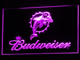 Miami Dolphins Budweiser LED Neon Sign USB - Purple - TheLedHeroes