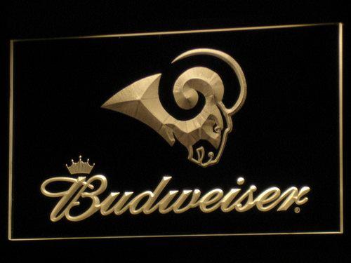 Saint Louis Rams Budweiser LED Neon Sign USB - Yellow - TheLedHeroes