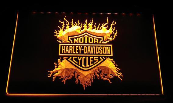 Harley Davidson 13 LED Neon Sign USB - Yellow - TheLedHeroes