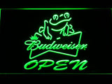 Budweiser Frog Open LED Neon Sign Electrical - Green - TheLedHeroes
