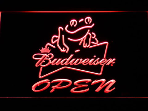 Budweiser Frog Open LED Neon Sign USB - Red - TheLedHeroes