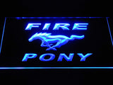 Mustang Fire Pony LED Neon Sign Electrical - Blue - TheLedHeroes