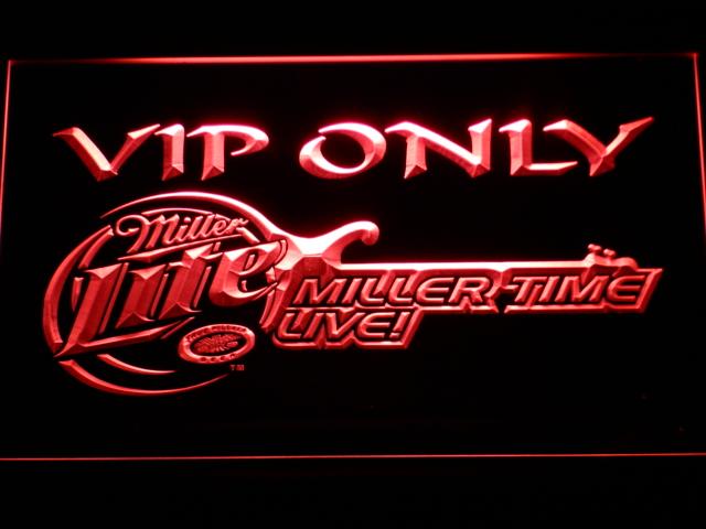 Miller Lite Miller Time Live VIP Only LED Neon Sign Electrical - Red - TheLedHeroes