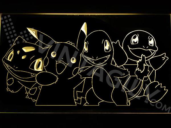 Pokemon Starters LED Neon Sign USB - Yellow - TheLedHeroes