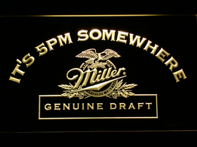 FREE Miller Geniune Draft  It's 5pm Somewhere LED Sign - Yellow - TheLedHeroes