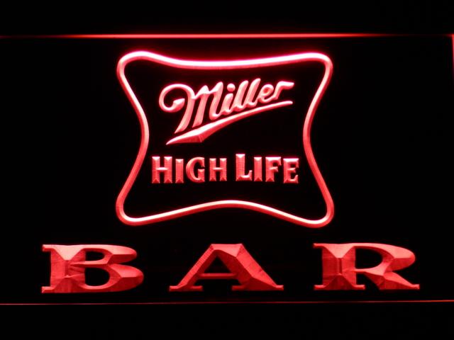 Miller High Life Bar LED Neon Sign USB - Red - TheLedHeroes