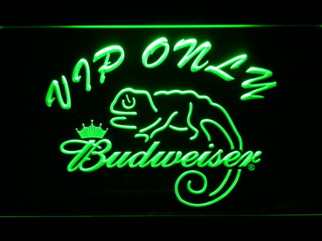 Budweiser Chameleon VIP Only LED Neon Sign Electrical - Green - TheLedHeroes
