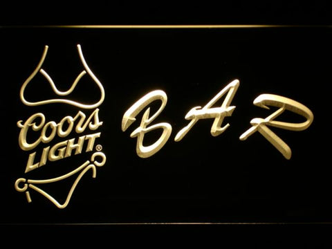 Coors Light Bikini Bar LED Neon Sign USB - Yellow - TheLedHeroes
