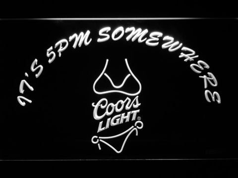 Coors Light Bikini It's 5 pm Somewhere LED Neon Sign USB - White - TheLedHeroes