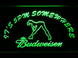 Budweiser Girl It's 5pm Somewhere LED Neon Sign USB - Green - TheLedHeroes