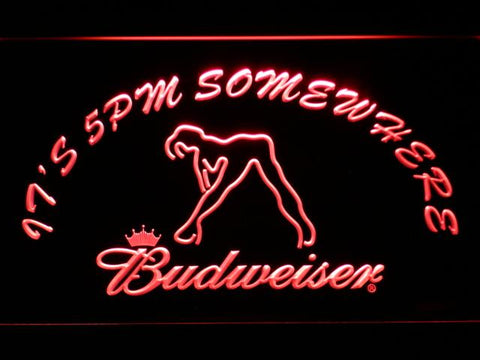 Budweiser Girl It's 5pm Somewhere LED Neon Sign Electrical - Red - TheLedHeroes