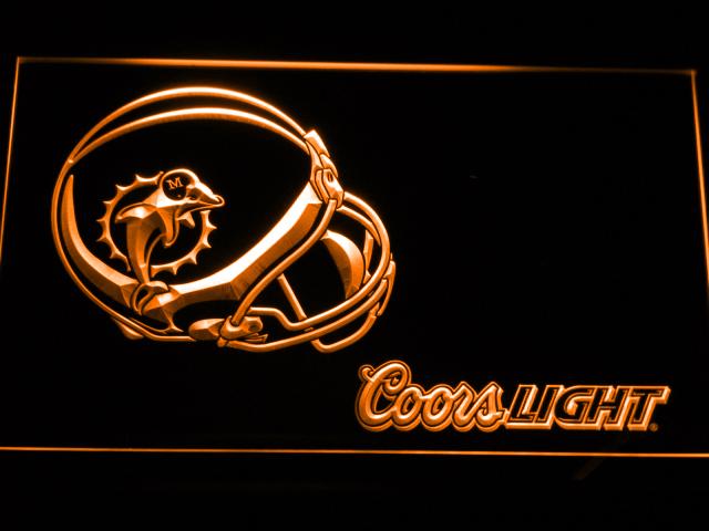 Miami Dolphins Coors Light LED Neon Sign USB - Orange - TheLedHeroes