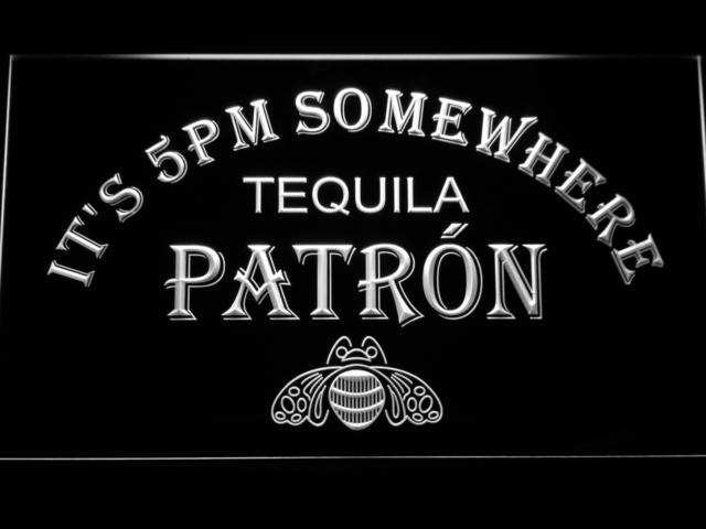 Tequila Patron It's 5pm Somewhere LED Neon Sign Electrical - White - TheLedHeroes