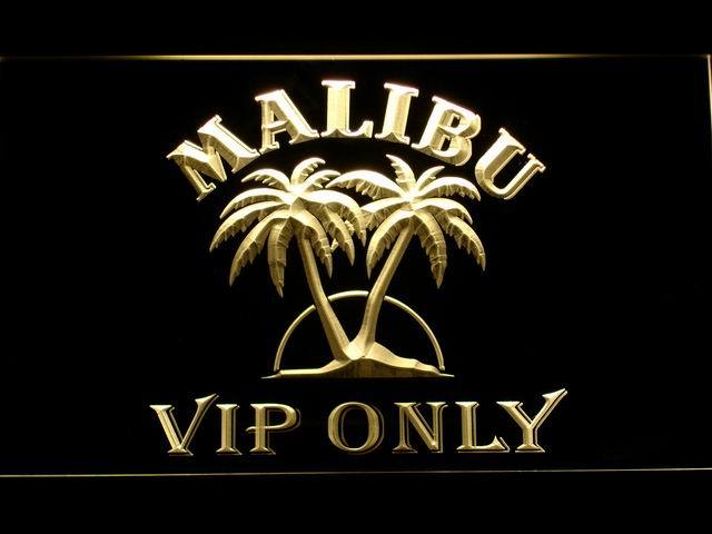 Malibu VIP Only LED Neon Sign USB - Yellow - TheLedHeroes