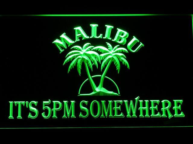 Malibu It's 5pm Somewhere LED Neon Sign USB - Green - TheLedHeroes