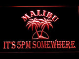 Malibu It's 5pm Somewhere LED Neon Sign USB - Red - TheLedHeroes