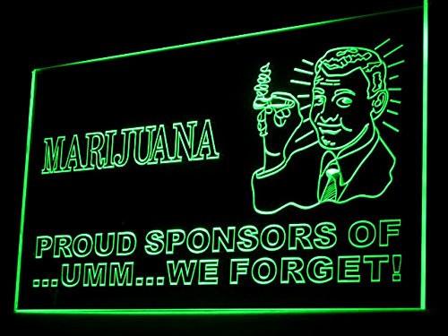 Marijuana Proud Sponsors Of We Forget Weed LED Neon Sign USB - Green - TheLedHeroes