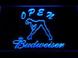 Budweiser Girl Open LED Neon Sign Electrical - Blue - TheLedHeroes